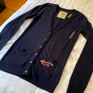 NWT Hollister cardigan sweater; navy; size S; old school Hollister